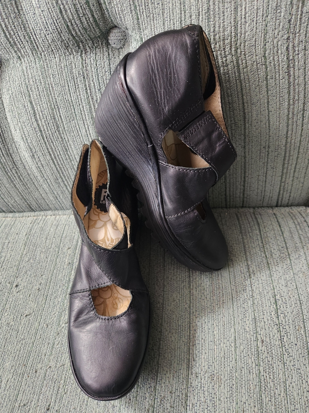 🍉Fly London Black Leather Platform Wedge - Picture 7 of 7